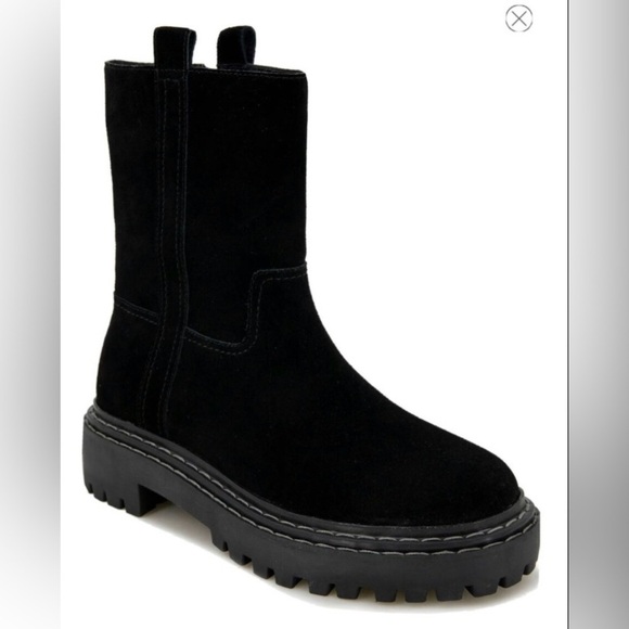 Splendid Shoes - Splendid Alexxi Suede Moto Style Lug Sole Boots Black Zip Closure Sz 8.5